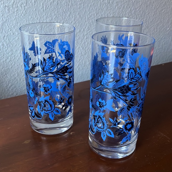 💙🖤MCM Mid Century Royal Norfolk Blue & Black Highball Cocktail Glassware💙🖤 - Picture 3 of 6